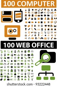 200 computer & web office icons set, vector illustration