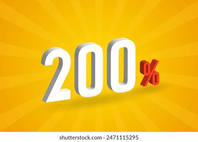 200% discount 3D text for sells and promotion.