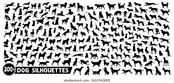 200+ conjunto de pacote de silhueta cão