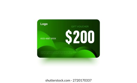 200 dólares de Cupón vale de regalo, Anuncio de devolución de dinero en efectivo oferta especial. Ilustración vectorial. Gran venta y super venta código de Cupón $200 descuento vale de regalo