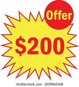 200 dollar - price symbol offer $200, $ ballot vector for offer and sale