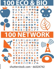 200 eco & bio & network signs. vector