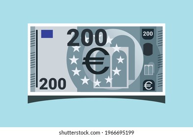 200 Euro Banknotes (Second Series) Money Vector Illustration. EU European Union, Euro zone and Monetary agreement Currency, Payment and Finance Element.Can be used for web, mobile, infographic.