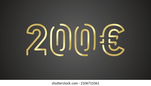 200 Euro internet website promotion sale offer big sale and super sale coupon code golden 200 Euro discount gift voucher coupon vector illustration