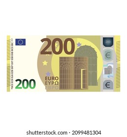 200 Euro money banknote cartoon vector illustration isolated object 