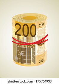 200 Euro rolled up