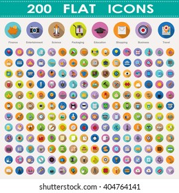 200 flat icons collection.