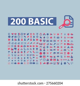 200 flat internet, website, page, business, commerce, communication icons, signs. illustrations set, vector