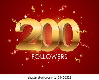 200 Followers Background Template Vector Illustration EPS10