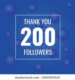 200  followers celebration. Thank you 200 followers congratulation template banner. banner for social 200 friends and followers. celebrate subscribers and followers.
