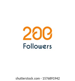 200 Followers Design. Vector Illustration