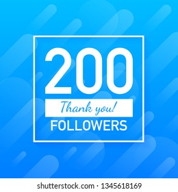 200 followers, Thank You, social sites post. Thank you followers congratulation card. Vector stock illustration.