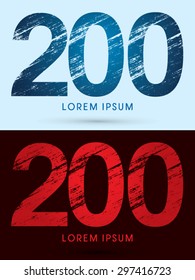 200 ,Font Cool and Hot, Ice and Fire, grunge destroy, graphic vector.