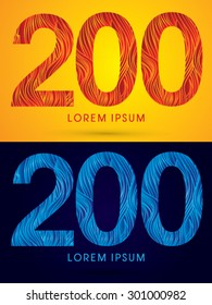 200 ,Font ,Text, designed using line fire and cool, graphic vector.