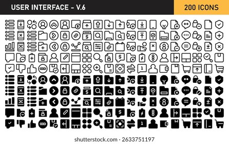 200 icons user interface chart menu bar payment cash lock