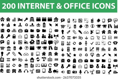 200 Internet and Office Icons Bundle Pack