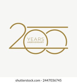 200 Logo, 200 Years Anniversary Logo, Vector Template Design element for invitation, greeting card illustration.