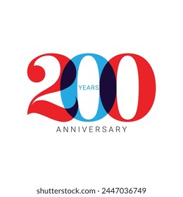 200 Logo, 200 Years Anniversary Logo, Vector Template Design element for invitation, greeting card illustration.