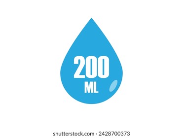 200 ml. Vector volume of 200 milliliters. Liquid drop design isolated on white background