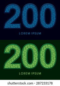 200 Number, Abstract Font, Text, Typography, concept luxury natural blue and green, pattern, graphic vector