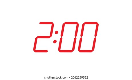 2:00 en punto , 2 am - pm Reloj digital editable de cierre pantalla vectorial eps 10