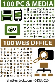 200 professional web office & media signs. vector