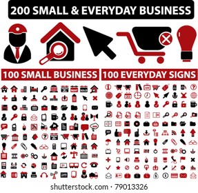 200 small & everyday business icons, signs, vector