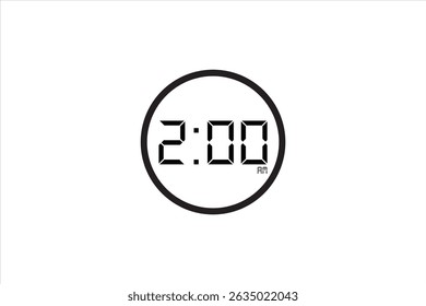 2:00 am imagem vetorial em cor preta sobre fundo branco.