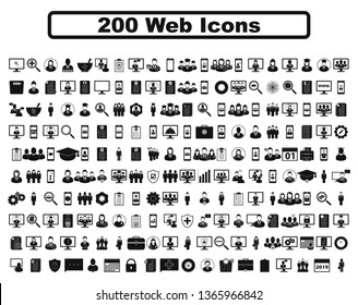 200 web icon set. Flat style vector EPS.