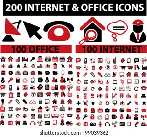 200 web internet & office icons set, vector