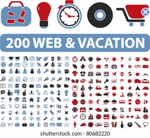 200 web & vacation icons, illustrations, vector