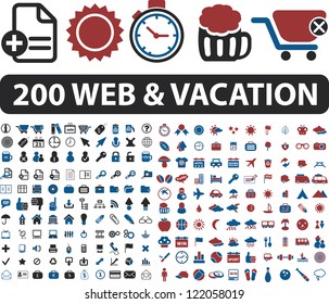 200 Web- und Urlaubssymbole, Vektorgrafik