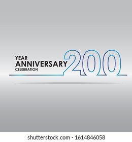 200 year anniversary celebration logotype. anniversary logo with blue and black color isolated on silver background, vector design for celebration, invitation card, and greeting card