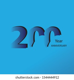 200 Year Anniversary Logo Vector Template Design Illustration blue, white
