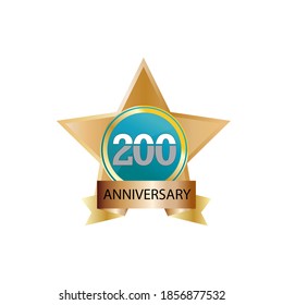200 Year Anniversary Logo Vector Template Design Illustration