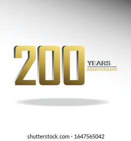 Diseño de plantilla vectorial de 200 años Ilustración Gold