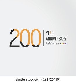 200 Year Anniversary Vector Template Design Illustration Black Orange Elegant White Background