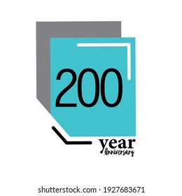 200 Year Anniversary Vector Template Design Illustration Blue Box Elegant White Background