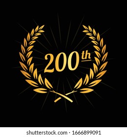200 years anniversary celebration design template. 200th anniversary logo. Vector and illustration.