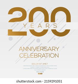 200 Years Anniversary Celebration Design, Vector Illustration.