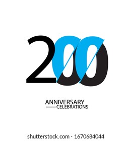 200 Years Anniversary Celebration. Elegant Number Vector Template Design Illustration