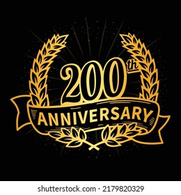 200 years anniversary celebration logotype. 200th anniversary logo. Vector and illustration.