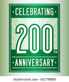 200 years anniversary design template. Vector and illustration