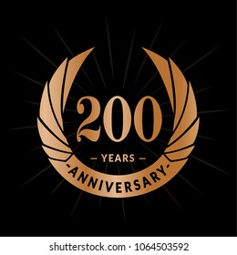 200 years anniversary. Elegant anniversary design. 200 years logo.