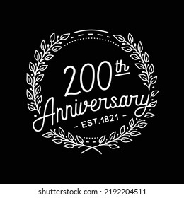 200 years anniversary logo collection. 200th years anniversary celebration hand drawn logotype. Vector and illustration.