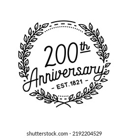 200 years anniversary logo collection. 200th years anniversary celebration hand drawn logotype. Vector and illustration.