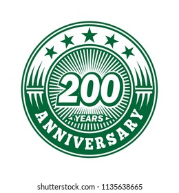 200 years anniversary. Anniversary logo design. Vector and illustration.