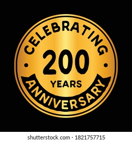Plantilla de logotipo de 200 años. Vector e ilustración.