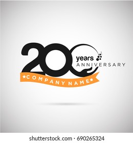 200 Years Anniversary Logo Template with ribbon