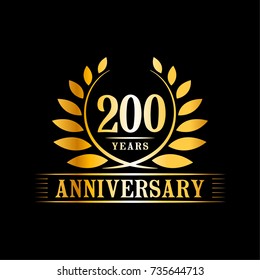 200 Years Anniversary Logo Template. 